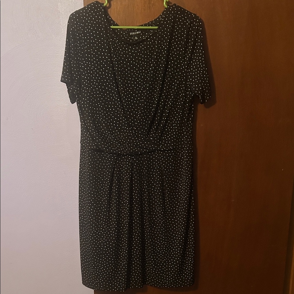 Roz & Ali Black and White Polka Dot Midi Dress